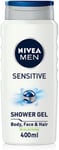 NIVEA MEN Sensitive Shower Gel Pack of 6 (6 X 400Ml),  Shower Gel for Men