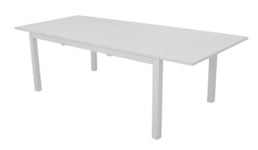 PROLOISIRS Table de jardin extensible Genes en aluminium/lattes - 160/240 x 100 cm - blanc