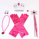 Princess Dress Up Accessoarer Princess Queen Wand och Tiara Crown Dress Up Accessoarer Girl Present Set Rose red