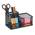 Relaxdays Organiseur Bureau, 3 Compartiments, Design Maille, métal, HxLxP: 10 x 18,5 x 9,5 cm, Anthracite