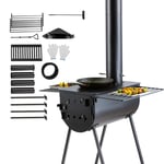 VEVOR Poêle à bois portable tente camping barbecue extérieur 118 po avec tuyaux