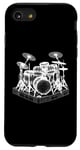 Coque pour iPhone SE (2020) / 7 / 8 Ensemble de batterie 3D Wireframe - Vintage Drummer Drums Lover