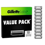 Gillette Labs Men's Razor Blades, Heated Razor Blades with Exfoliating Bar, 10 Refills