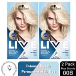 Schwarzkopf LIVE Bleach Permanent Hair Dye, 00B Max Blonde, 2 Pack