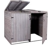 Abri De Poubelles Extérieur Conteneurs À Ordures Jusqu'à 4 Bacs 126x158x98 Cm En Bois Certifié Fsc Gris Anthracite 04_0005611