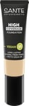 SANTE Naturkosmetik High Coverage Natural Foundation 01 Cool Ivory Fond de teint végétalien avec peptides bio, avec un fort pouvoir couvrant et une finition naturelle, formule nourrissante et durable,