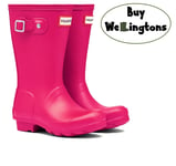 HUNTER WELLIES Kids Original Tall Wellingtons Bright Pink UK2 Eu 34