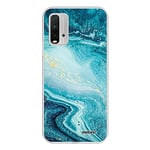 Evetane - Coque Silicone Compatible Xiaomi Redmi 9T - Protection Intégrale 360, Fine et Transparente - Coque Avant & Arrière - Haute Résistance - Bleu Nacré Marbre