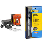 Tacwise 1506 Ranger EL-PRO, 18V Cordless 2-in-1 Staple/Nail Gun with 18V Battery, Orange & 0205 Selection Pack of Type 180/15-30 mm Galvanised 18G Brad Nails, Pack of 4,000