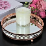 Decorative Mirrored Tray | Tealight Candle Holder Plate |Vanity Perfume Tray UK