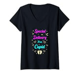 Womens Valentines Day Gender Reveal Special Delivery From Cupid V-Neck T-Shirt