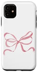 iPhone 11 Coquette Pink Ribbon Bow Cute Pink Heart Soft Girl Case