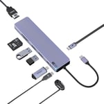 Hub USB C 7 en 1 avec HDMI 4K à 60 Hz, hub USB C vers USB avec PD 60 W, Lecteur de Carte SD/TF, Adaptateur multiport pour iPhone 15 Pro/Max/Plus, MacBook, iPad Pro, iMac et Autres appareils. (Gris)