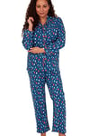 Indigo Sky Women's Luella 100% Brushed Cotton Wincyette Pyjama, Splat Spot Ocean Blue, 10-12