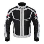 BORLENI Veste de Moto Homme Été, Blouson Moto Respirant, avec Homologué CE Protections Amovibles aux Coudes et Épaules, Réflexion Brillante, Noir/Blanc M