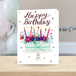 Happy Birthday Cake & Candles Gigantic A4 Embellished Greeting Card Large Cards