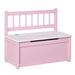 2 In 1 Wooden Toy Box, Kids Seat Bench Storage Chest, 60 x 30 x 50cm - Pink