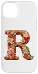 Coque pour iPhone 14 Plus Monogrammed Christmas Floral Initial R Gingerbread Letter R