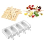 Mini Silicone Push Up Frozen Ice Cream Pop Yogurt Jelly Maker Mould W/ 50 Sticks