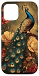 Coque pour iPhone 12/12 Pro Paon Vintage Flower Majestic Floral Botanique