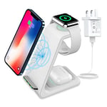 Wireless Charger 3 in 1 for Apple Devices, Charging Station Stand Dock for iPhone 16/15/14/13/12/11/XS/XR/X/8, Apple Watch 9/8/7/6/5/4/3/2/SE,AirPods 4/Pro/3/2