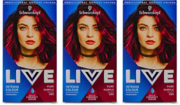 Schwarzkopf Live 86 Pure Purple l Hair Dye l Long Lasting Color X 3