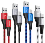 Cable Usb C[3M,Lot De 4],Cable Usb Vers Usb C Charge Rapide Nylon Tressé Cable Chargeur Pour Iphone 15,Samsung Galaxy S20 S21 S22 S23 S24 Plus Fe Ultra 5G S10+ S9,Ps5,Switch,Google Pixel Etc