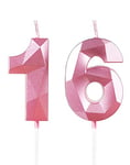 16th Birthday Candles, Number 16 Candle, Pink Candles, Birthday Candle for Cake, Happy Birthday Candle, Cake Candles Cake Topper Decorations for Girls Women Birthday Party Wedding Anniversary Supplies