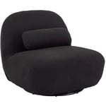 Sweeek - Fauteuil pivotant 360° en bouclette texturée noir. piètement en métal noir mat - spino