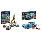 LEGO Harry Potter Hogwarts Castle Boathouse Set with 2 Boat Toys for 8 Plus Year Old & Harry Potter Flying Ford Anglia Car Toy for 7 Plus Year Old Kids, Boys & Girls