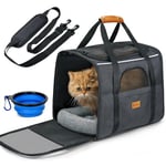 Morpilot Boîte de Transport pour Chats et Chiots jusqu'à 7 kg - avec Fermetures éclair de sécurité - Coque Pliable - Boîte de Transport pour Chat et Chien - pour Aller chez Le vétérinaire en Voiture