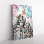 Big Box Art Magic Kingdom in Orlando Florida in Abstract Canvas Wall Art Print Ready to Hang Picture, 76 x 50 cm (30 x 20 Inch), White, Grey, Black