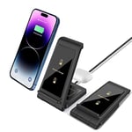 Wireless Charger Foldable Wireless Charging Station 2 in 1 Fast Charger Stand compatible with iPhone 14 13 12 11 Pro max XS XR X/air pod pro,Samsung Galaxy S23/S22/S21/S20/Note20/Galaxy Buds live