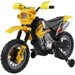 Homcom - Moto Cross électrique enfant 3 à 6 ans 6 v phares klaxon musiques 102 x 53 x 66 cm jaune et noir