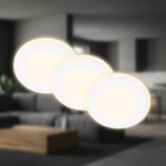 BRILONER - Lot de 3 spots LED encastrables 230V avec fonction veilleuse, surfaces et anneaux commutables séparément, fonction mémoire, LED Spot, plat, spots de plafond, salon, 68mm, 93x30mm, blanc