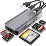 Lecteur de Carte mémoire Multiple 5 en 1, Lecteur de Carte SD/TF/CF/MS/M2/Micro SD pour appareils iPhone/iPad USB-C et USB-A, Aucune Application requise, Plug and Play