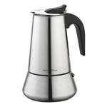 Florina Cafetière Italienne Inox (450 ml) I 9 Tasses I Machine a Cafe Italienne LINDA I Cafetière en Acier Inoxydable I Poignée Profilée I Convient à tous les Types de Cuisinières, Induction