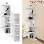 Bibliothèque Tera, étagère sur pied, étagère en angle, blanc, 6 niveaux, vicco