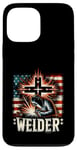 Coque pour iPhone 13 Pro Max Soudeur Drapeau Américain Soudage Foi Croix Chrétienne Soudure