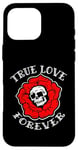 Coque pour iPhone 16 Pro Max Retro Vintage True Love Forever Skull and Flower Memento Mori