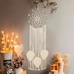 Nice Dream Attrape Reve Macrame pour Chambre à Coucher, Adulte, décoration Murale bohème à Suspendre avec 3 Pompons en Plumes tissées, décoration d'intérieur