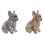 Home ESPRIT Figurine décorative Multicolore Chien méditerranéen 10 x 13 x 16 cm (2 unités)