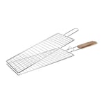 RUECAB - Grilles de Cuisson Barbecue et fumoir - Grille de Barbecue Double Extensible,Grille Barbecue Double à Poisson, Grille BBQ Poisson - Matière : Acier chromé - Dimensions : 40 x 17cm