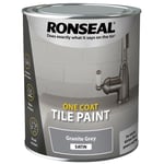 Ronseal Water Based 1 Coat Tile Paint 750ml Bathroom Kitchen -Satin Granite Grey