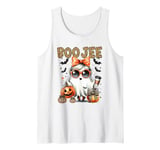 BOO JEE Halloween Cute Girl Ghost Coffee Lover Pumpkin Latte Tank Top