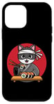 Coque pour iPhone 12 mini Ninja Cat Mangeant des sushis japonais Kawaii Ramen Anime