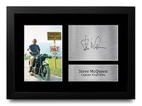 HWC Trading FR A4 Steve McQueen The Great Escape Gifts Printed Signed Autograph Picture for Movie Memorabilia Fans - A4 Framed