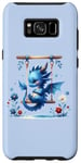 Coque pour Galaxy S8+ Dragon ludique se balançant dans le jardin sur fond bleu.