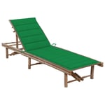 Transat Chaise Longue Bain De Soleil Lit De Jardin Terrasse Meuble D'extérieur Avec Coussin Bambou Helloshop26 02_0012297