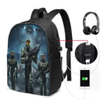Lawenp Spartans Video Game (2) Laptop Backpack- with USB Charging Port/Stylish Casual Waterproof Backpacks Fits Most 17/15.6 Inch Laptops and Tablets/for Work Travel School
